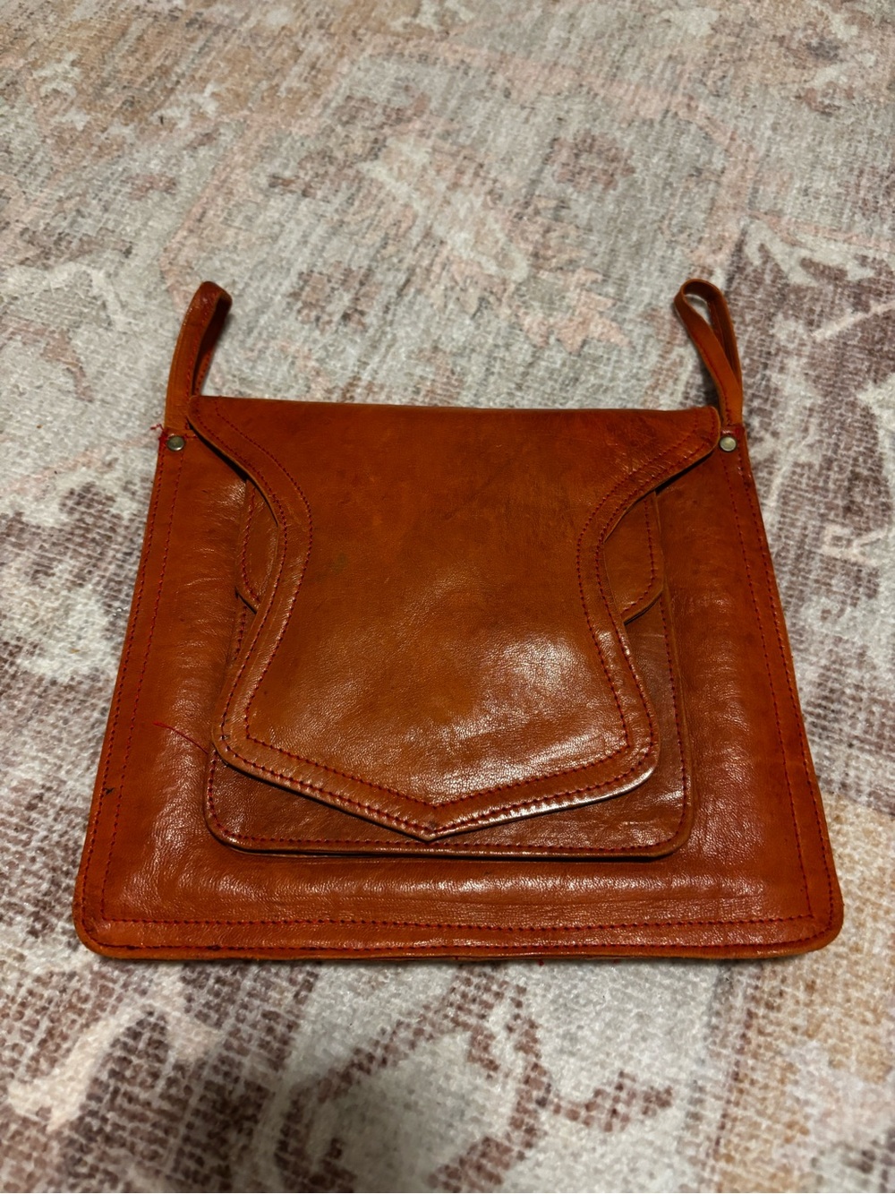 Vintage Leather Crossbody Bag in Rust Orange - Women’s Bag